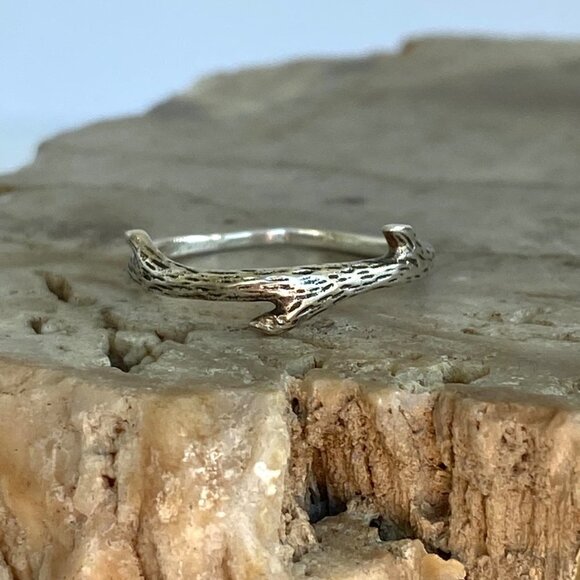 Sterling Silver 925 Dainty Minimalist Figural Branch Coral Band Ring Sz 5.5 - Picture 12 of 15